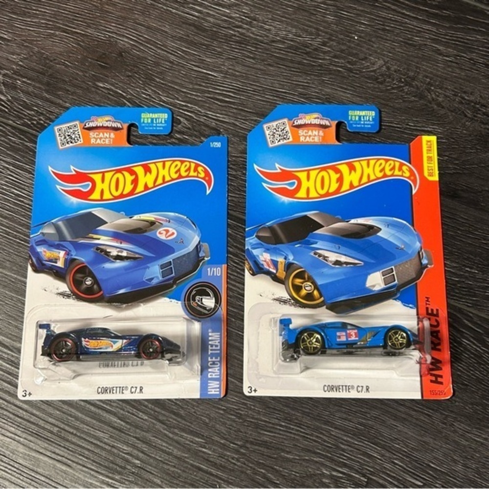 Hot Wheels Corvette C7.R Set of 2 Blue